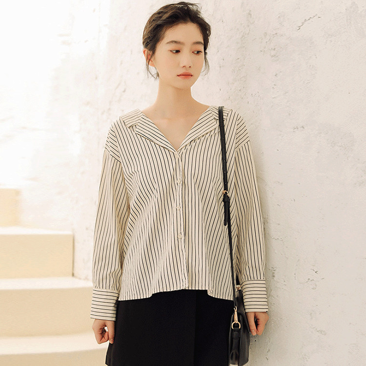 Jesenné dievčenské tričko s dlhým rukávom, dámske tričko s výstrihom do V, sexy ležérne blúzky, dámske štýlové módne voľné topy H9178