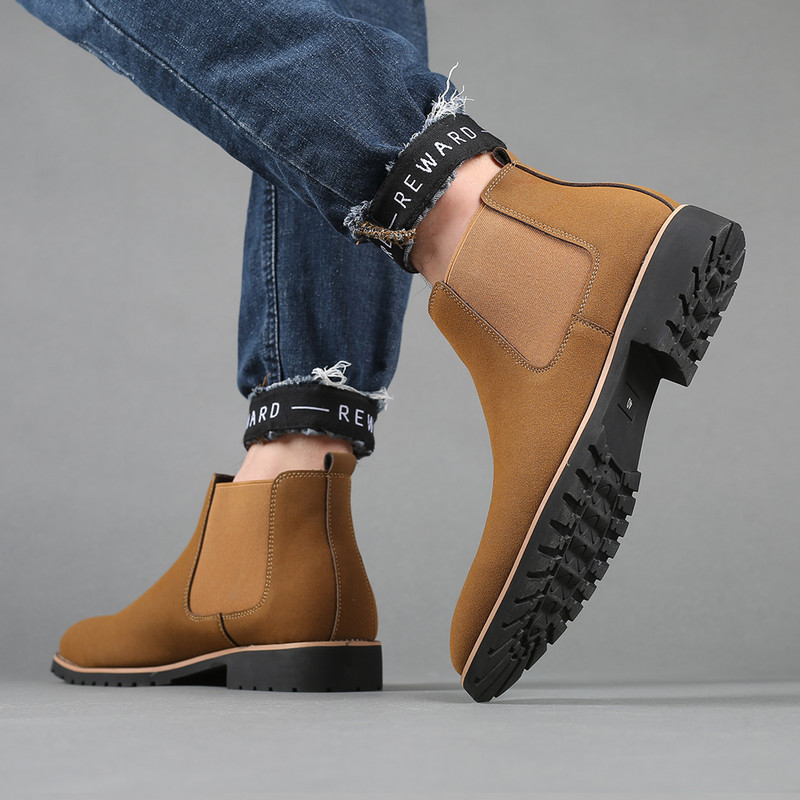 Crne klasične antilop muške Chelsea čizme Muške gležnjače Kožne ležerne muške čizme Svečane svečane cipele Kaubojske čizme s rukavima za vjenčanje