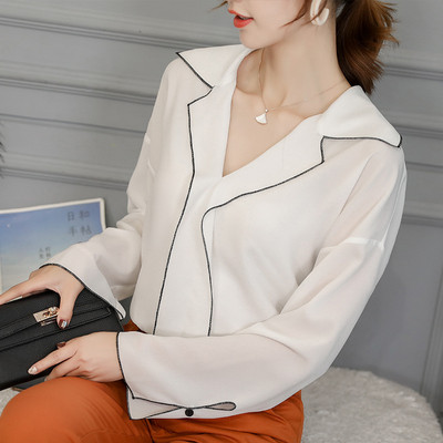 Šifonska košulja proljeće ljeto Ženska korejska tanka modna bluza s donjim dijelom Uredska ženska gornja ležerna odjeća dugih rukava H9067