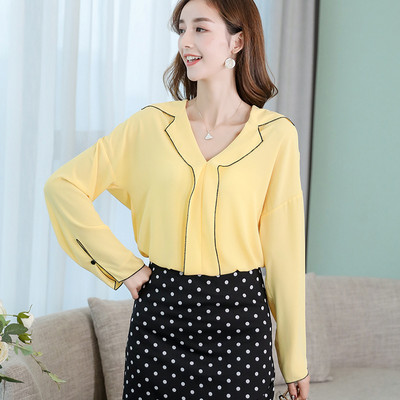 Šifonska košulja proljeće ljeto Ženska korejska tanka modna bluza s donjim dijelom Uredska ženska gornja ležerna odjeća dugih rukava H9067