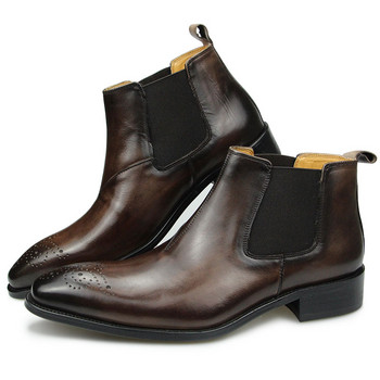 Резбовани мъжки ботуши в британски стил, черни, кафяви, зимни мъжки обувки Бизнес безплатна доставка Slip-On Simple style chaussure homme