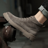 Υψηλές μπότες Ανδρικά δερμάτινα παπούτσια υψηλής ποιότητας Μόδα για υπαίθριες μπότες μοτοσικλέτας Ανδρικές μπότες Winter Plus Velvet ζεστό κορδόνι