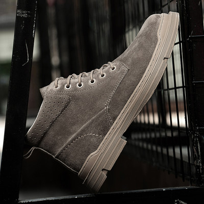 Υψηλές μπότες Ανδρικά δερμάτινα παπούτσια υψηλής ποιότητας Μόδα για υπαίθριες μπότες μοτοσικλέτας Ανδρικές μπότες Winter Plus Velvet ζεστό κορδόνι