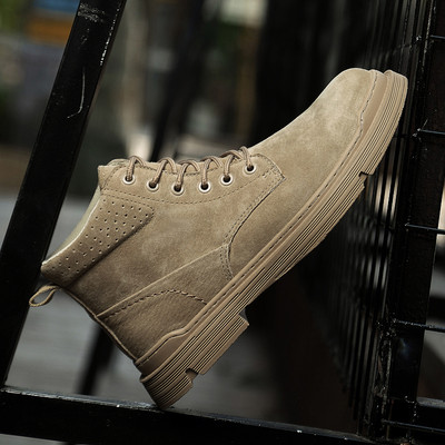 Υψηλές μπότες Ανδρικά δερμάτινα παπούτσια υψηλής ποιότητας Μόδα για υπαίθριες μπότες μοτοσικλέτας Ανδρικές μπότες Winter Plus Velvet ζεστό κορδόνι