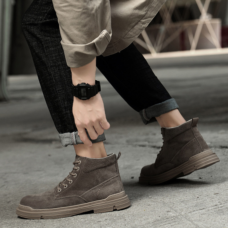 Υψηλές μπότες Ανδρικά δερμάτινα παπούτσια υψηλής ποιότητας Μόδα για υπαίθριες μπότες μοτοσικλέτας Ανδρικές μπότες Winter Plus Velvet ζεστό κορδόνι