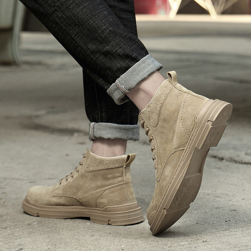 Υψηλές μπότες Ανδρικά δερμάτινα παπούτσια υψηλής ποιότητας Μόδα για υπαίθριες μπότες μοτοσικλέτας Ανδρικές μπότες Winter Plus Velvet ζεστό κορδόνι