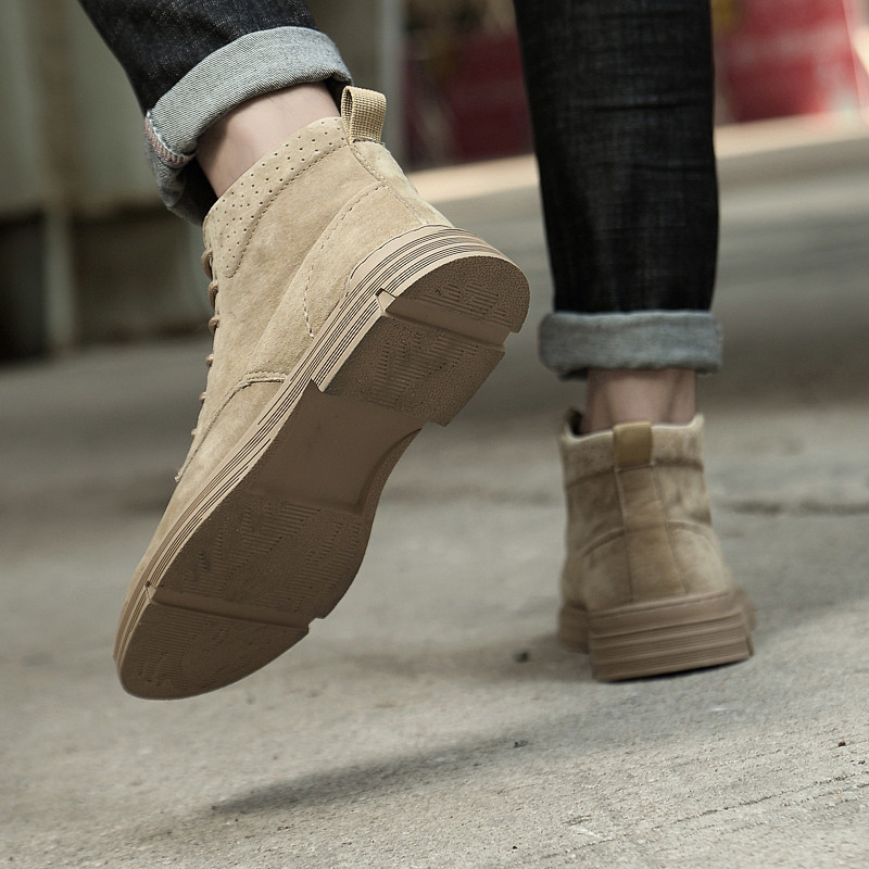 Υψηλές μπότες Ανδρικά δερμάτινα παπούτσια υψηλής ποιότητας Μόδα για υπαίθριες μπότες μοτοσικλέτας Ανδρικές μπότες Winter Plus Velvet ζεστό κορδόνι