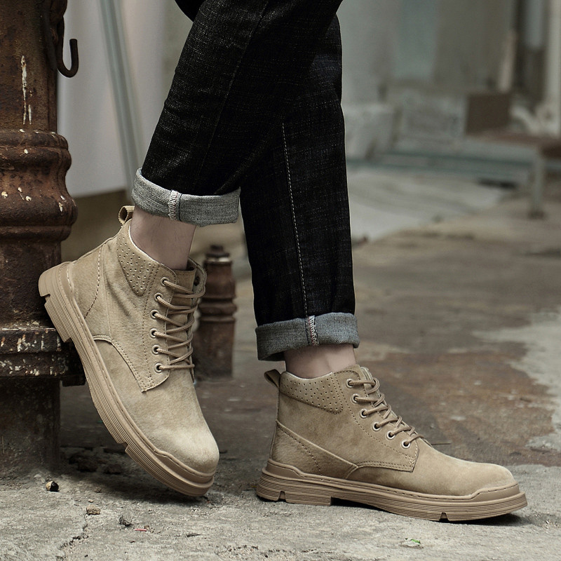 Υψηλές μπότες Ανδρικά δερμάτινα παπούτσια υψηλής ποιότητας Μόδα για υπαίθριες μπότες μοτοσικλέτας Ανδρικές μπότες Winter Plus Velvet ζεστό κορδόνι