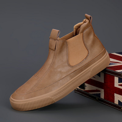 Pánske ležérne Chelsea čižmy, jarné/jesenné, nazúvacie, mokasíny, priedušné, šité, vulkanizované, čierne, sivé, M22816