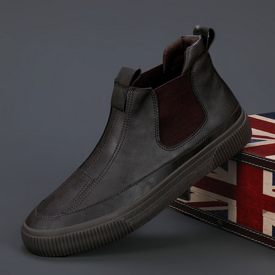 Pánske ležérne Chelsea čižmy, jarné/jesenné, nazúvacie, mokasíny, priedušné, šité, vulkanizované, čierne, sivé, M22816