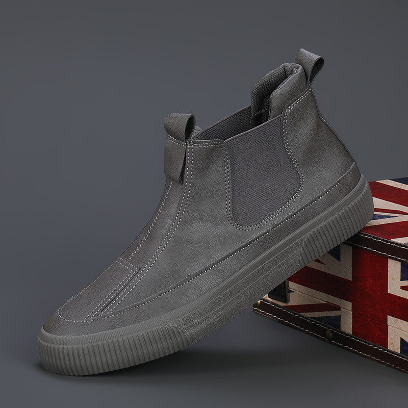 Pánske ležérne Chelsea čižmy, jarné/jesenné, nazúvacie, mokasíny, priedušné, šité, vulkanizované, čierne, sivé, M22816
