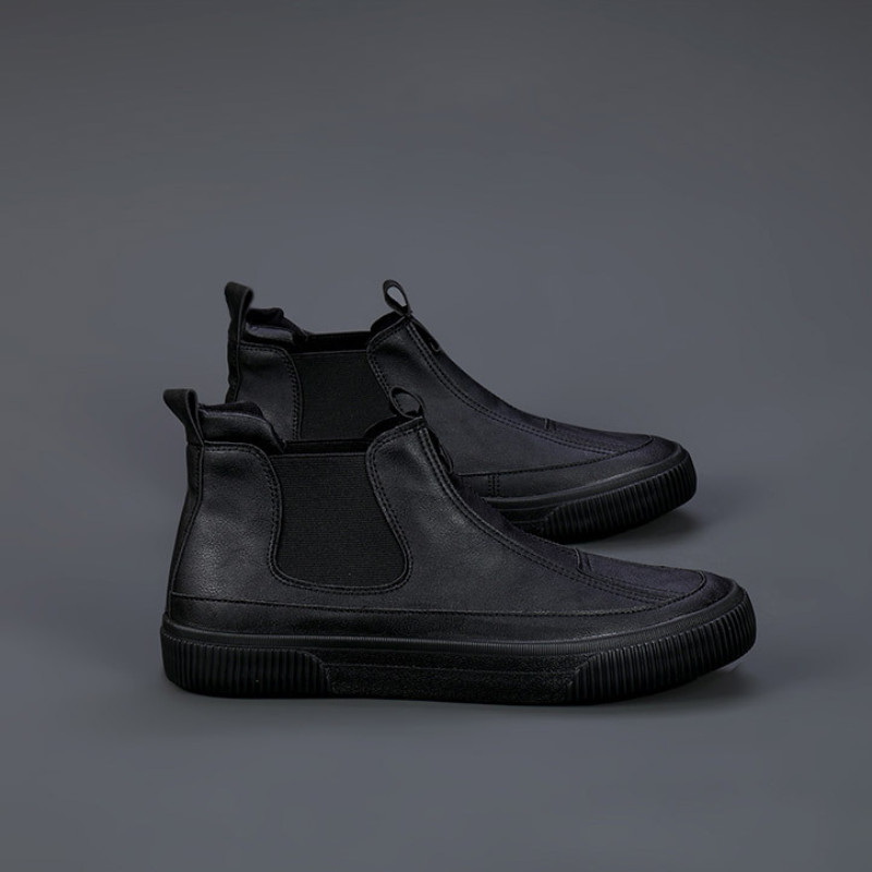 Pánske ležérne Chelsea čižmy, jarné/jesenné, nazúvacie, mokasíny, priedušné, šité, vulkanizované, čierne, sivé, M22816