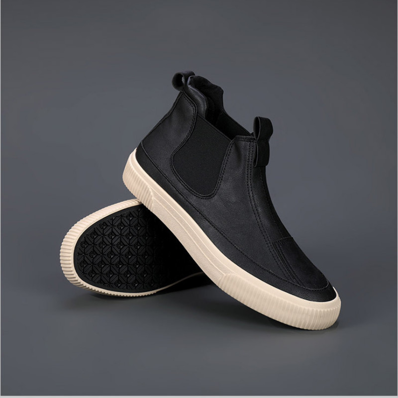 Pánske ležérne Chelsea čižmy, jarné/jesenné, nazúvacie, mokasíny, priedušné, šité, vulkanizované, čierne, sivé, M22816