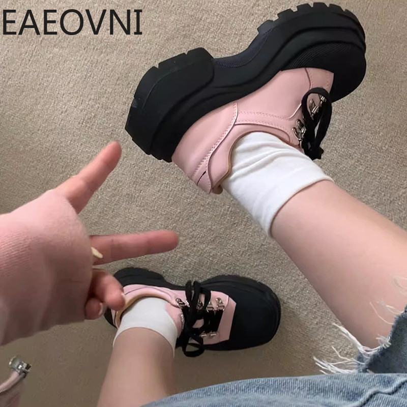 Tenis femei Tendință 2023 la modă cu șireturi cu platformă cu fund gros pantofi pantofi sport casual pentru femei