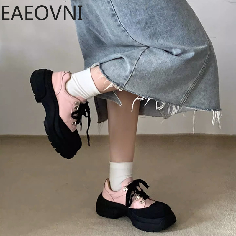 Tenis femei Tendință 2023 la modă cu șireturi cu platformă cu fund gros pantofi pantofi sport casual pentru femei