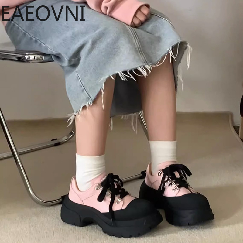 Tenis femei Tendință 2023 la modă cu șireturi cu platformă cu fund gros pantofi pantofi sport casual pentru femei