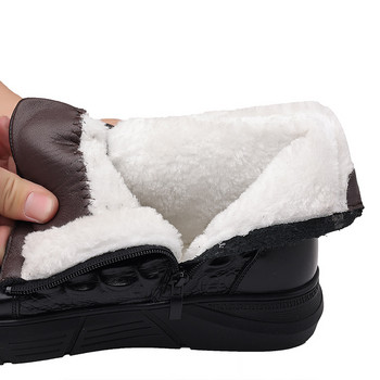 Зимни топли мъжки боти до глезена Обувки Черни кафяви цип с щампа на крокодил Ботуши от кожа Мъжки обувки