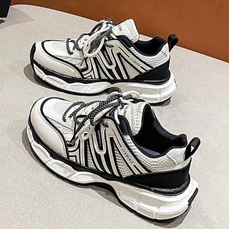 Modne ženske tenisice na vezanje Ženske cipele s platformom mješovitih boja Ženske udobne tople cipele za slobodno vrijeme