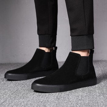 Мъжки модни ботуши челси в корейски стил, черни обувки с равни обувки, каубойски, есенно-зимни ботуши, красиви боти до глезена botas hombre zapatillas