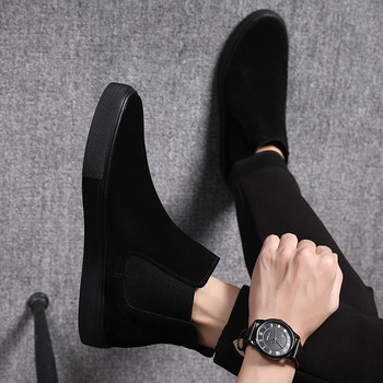 Мъжки модни ботуши челси в корейски стил, черни обувки с равни обувки, каубойски, есенно-зимни ботуши, красиви боти до глезена botas hombre zapatillas