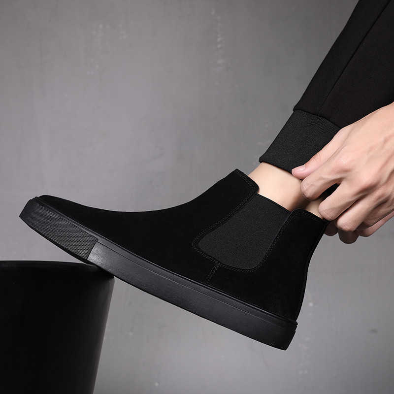 Korejski stil muške modne chelsea čizme crne ravne cipele kaubojske jesenske zimske čizme zgodne gležnjače hombre zapatillas