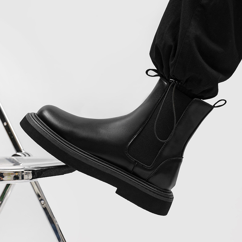 Cizme chelsea din pentru bărbați Cizme cu platformă pentru bărbați Cizme de motocicletă cu fund gros pentru bărbați de primăvară pantofi casual grosi