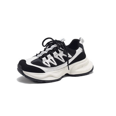 2023 Horúci výpredaj Dámske tenisky na platforme, sieťované, jednofarebné, priedušné, šnurovacie, okrúhla špička, hrubá podrážka, dámske topánky, ručne vyrobené