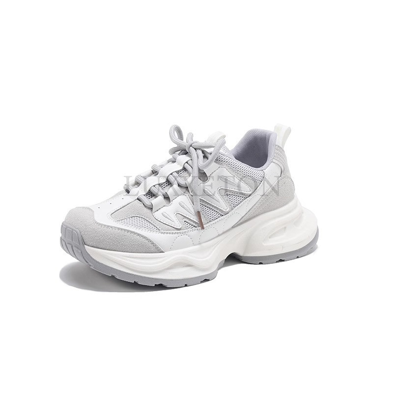 2023 Horúci výpredaj Dámske tenisky na platforme, sieťované, jednofarebné, priedušné, šnurovacie, okrúhla špička, hrubá podrážka, dámske topánky, ručne vyrobené