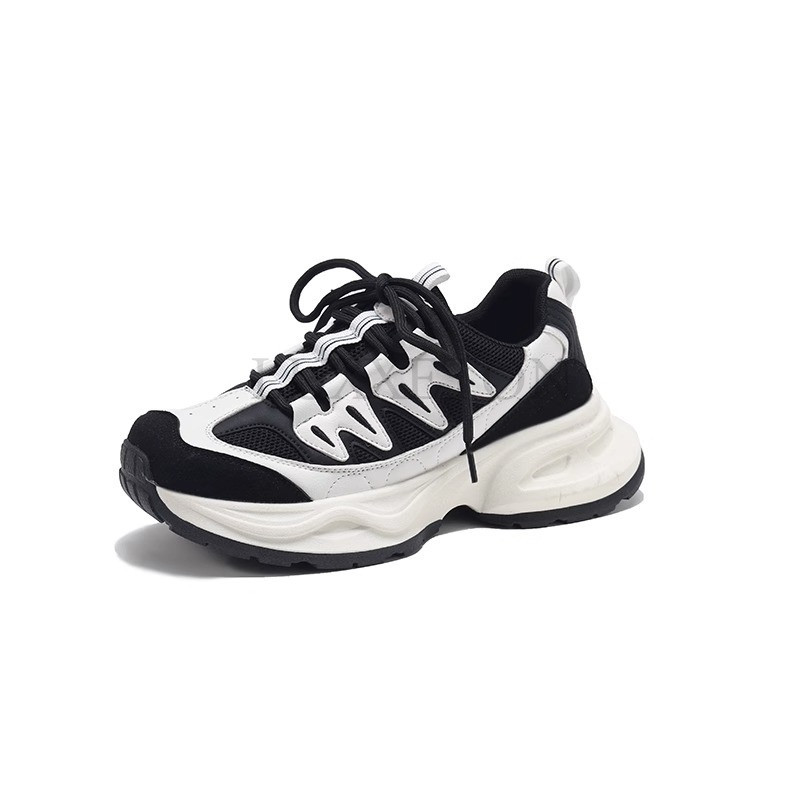 2023 Horúci výpredaj Dámske tenisky na platforme, sieťované, jednofarebné, priedušné, šnurovacie, okrúhla špička, hrubá podrážka, dámske topánky, ručne vyrobené