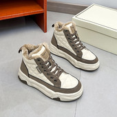 Pantofi sport de iarnă de damă cu platformă de blană Pantofi înalți Cizme de zăpadă pentru femei, sport ocazional, pantofi caldi de skateboard, încălțăminte