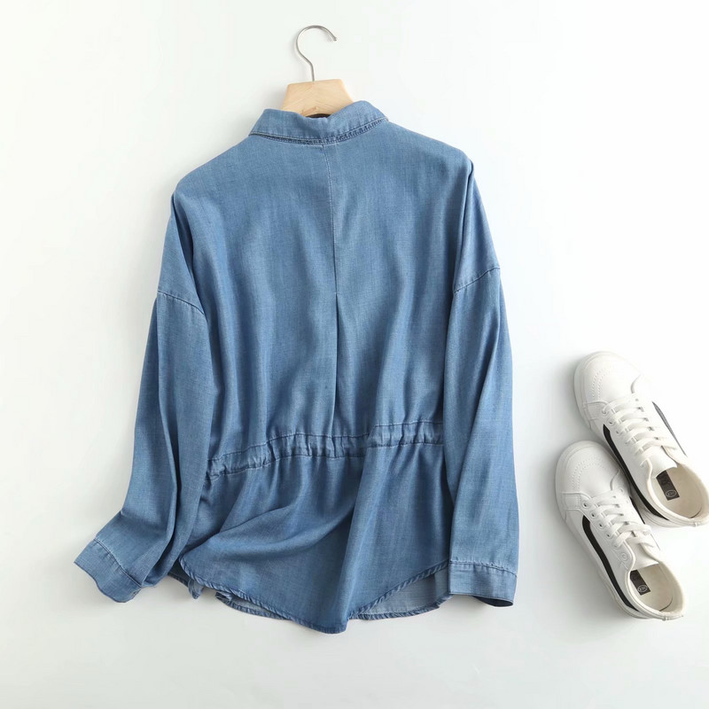 traper košulja uskog struka ženska dugih rukava s otvorenim ovratnikom proljetna široka jeans košulja ulična odjeća ležerna košulja bluza