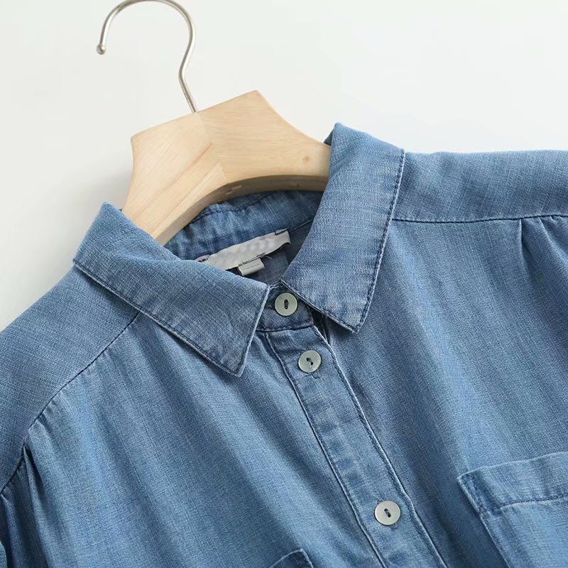 traper košulja uskog struka ženska dugih rukava s otvorenim ovratnikom proljetna široka jeans košulja ulična odjeća ležerna košulja bluza