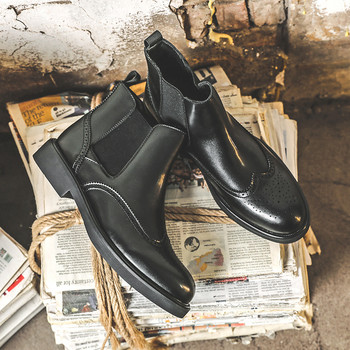 Мъжки ботуши Chelsea Ниски димни ботуши в английски стил за мъже Brock Business Doc Martens Кожени обувки