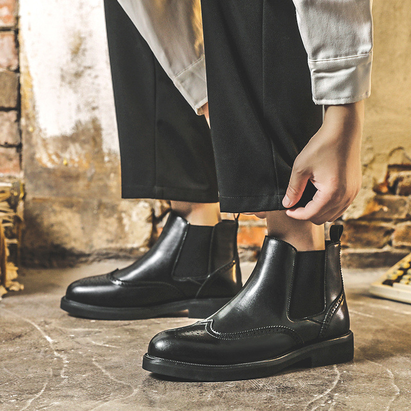 Ανδρικές μπότες Chelsea Αγγλικού στυλ Μποτάκια καπνού για άνδρες, Brock Business Doc Martens Δερμάτινα παπούτσια