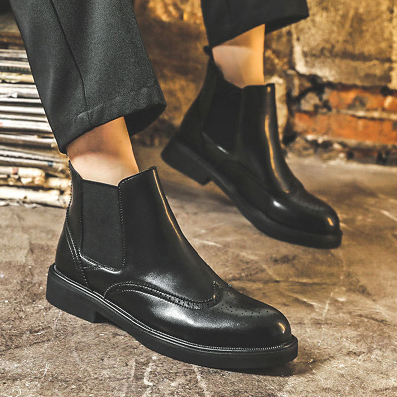 Ανδρικές μπότες Chelsea Αγγλικού στυλ Μποτάκια καπνού για άνδρες, Brock Business Doc Martens Δερμάτινα παπούτσια