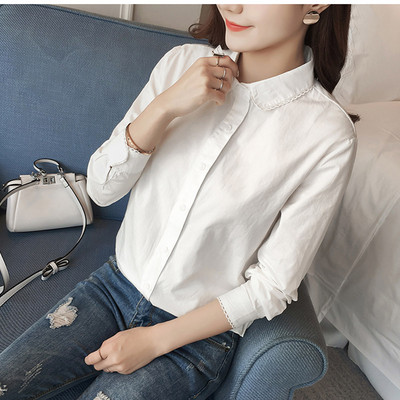 pridať nové veľké S-5XL Pure blúzky s odhaleným golierom, ležérne, dámske módne košele, bavlnené, biele, nové pre ženy