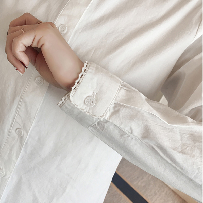 pridať nové veľké S-5XL Pure blúzky s odhaleným golierom, ležérne, dámske módne košele, bavlnené, biele, nové pre ženy