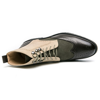 Пачуърк велурени ботуши Brogue за мъже Разноцветни боти до глезена Ботуши за свободното време Официални оксфордски обувки за мъже