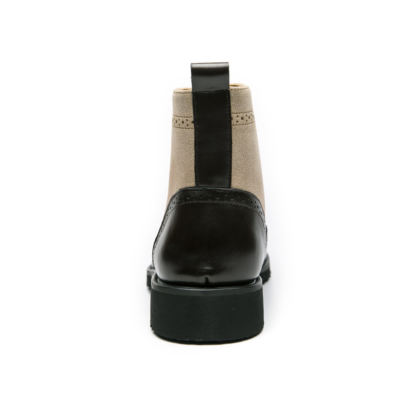 Cizme brogue din piele intoarsa patchwork pentru barbati Cizme de culoare mixta Cizme pentru rochie de agrement Cizme Oxford formale Incaltaminte pentru barbati