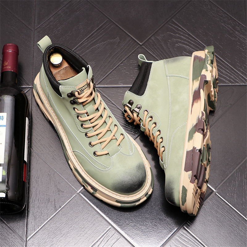 2022 Cizme militare noi pentru bărbați, din piele, impermeabile, cu șireturi, cizme de iarnă pentru bărbați, glezne, pantofi ușori pentru bărbați, ocazional de iarnă, anti-alunecare