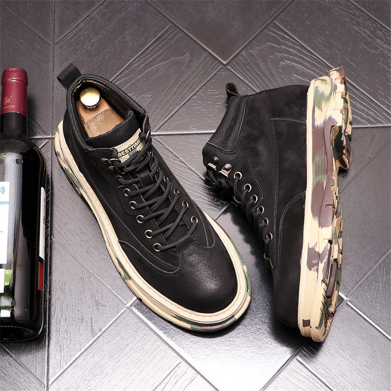 2022 Cizme militare noi pentru bărbați, din piele, impermeabile, cu șireturi, cizme de iarnă pentru bărbați, glezne, pantofi ușori pentru bărbați, ocazional de iarnă, anti-alunecare