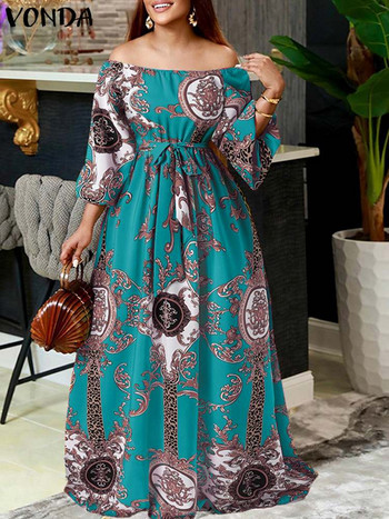 VONDA Bohemian Maxi Robe Γυναικείο φόρεμα για πάρτι 2023 Sexy Off Shoulder Μακρύ φανάρι Sundress Vintage Vestidos