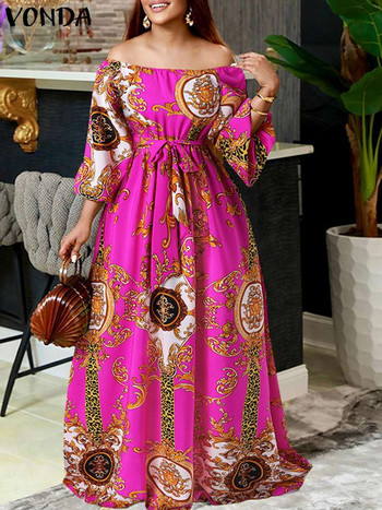 VONDA Bohemian Maxi Robe Γυναικείο φόρεμα για πάρτι 2023 Sexy Off Shoulder Μακρύ φανάρι Sundress Vintage Vestidos