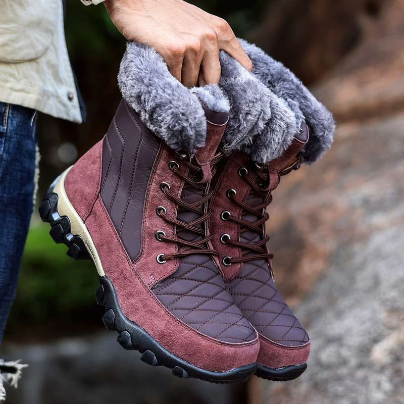 Žieminiai vyriški batai su sniego viduriu Batai šaltu oru lauke storas padas šiltas storas pliušiniai batai vyriški neslystantys aukšti batai mo-1