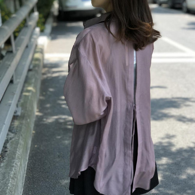 Košulje Bluze Ženska moda Ležerne majice Ženske okretne kragne Široke bluze dugih rukava Seksi majice s podijeljenim leđima Duge213