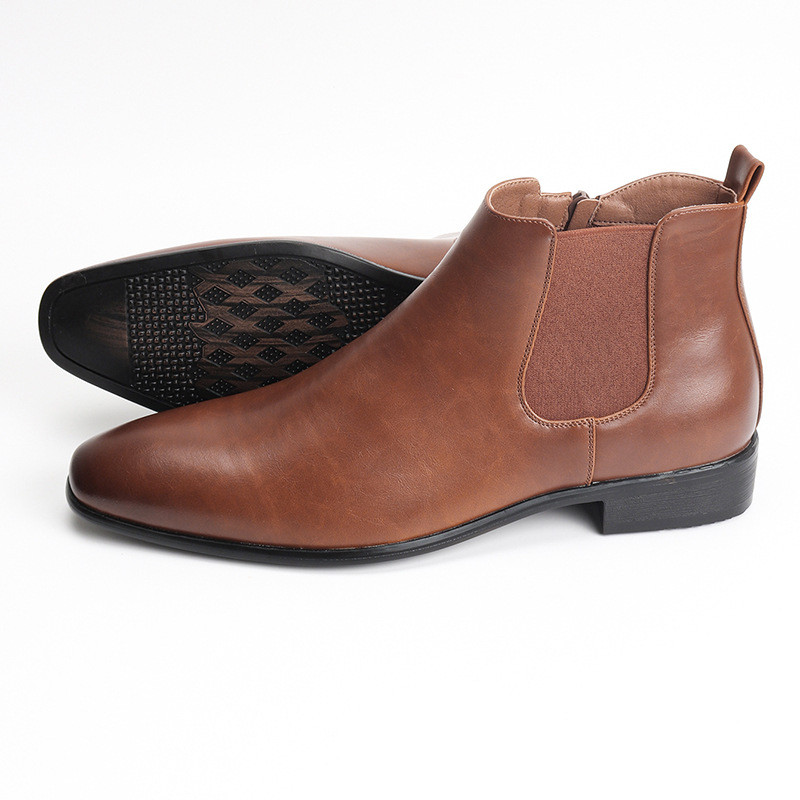 Chelsea gležnjače Muške čizme PU patentni zatvarač Visoke natikače Poslovne uredske kožne cipele Cipele za vjenčanje Smeđe Besplatna dostava