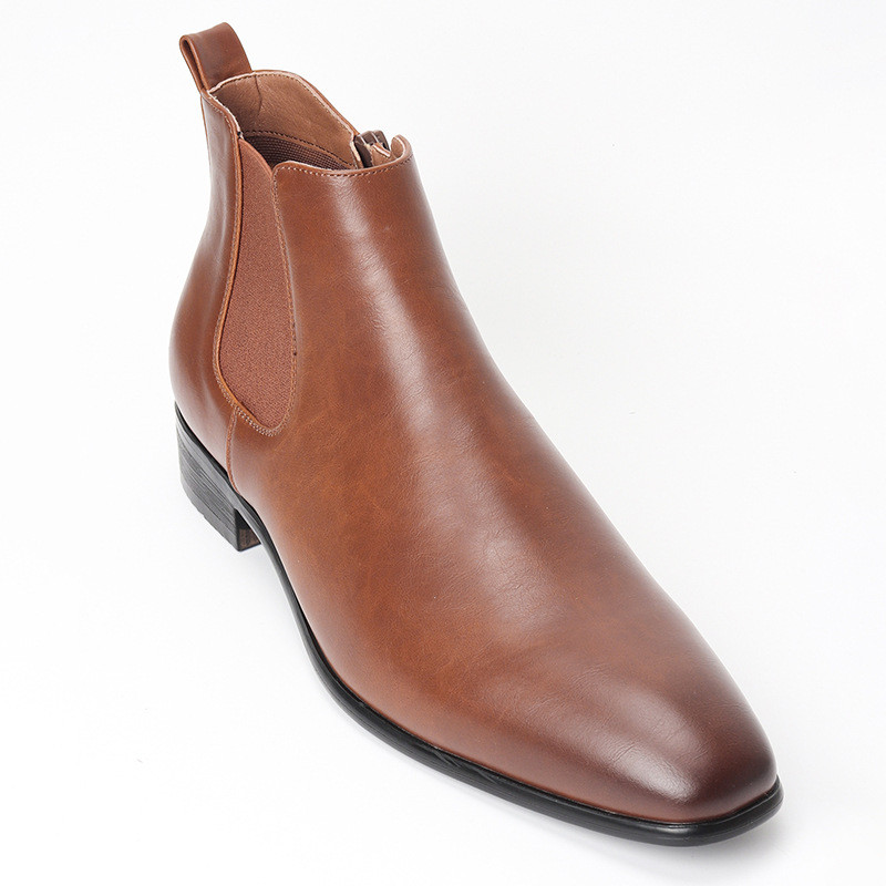 Chelsea gležnjače Muške čizme PU patentni zatvarač Visoke natikače Poslovne uredske kožne cipele Cipele za vjenčanje Smeđe Besplatna dostava