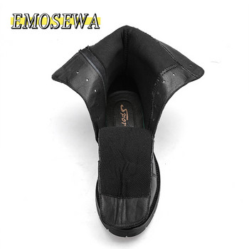 Марка EMOSEWA 2020 Зимни снежни мъжки ботуши Дъждовни обувки Водоустойчиви с кожа Плюшени топли мъжки ежедневни работни риболовни ботуши 35-47