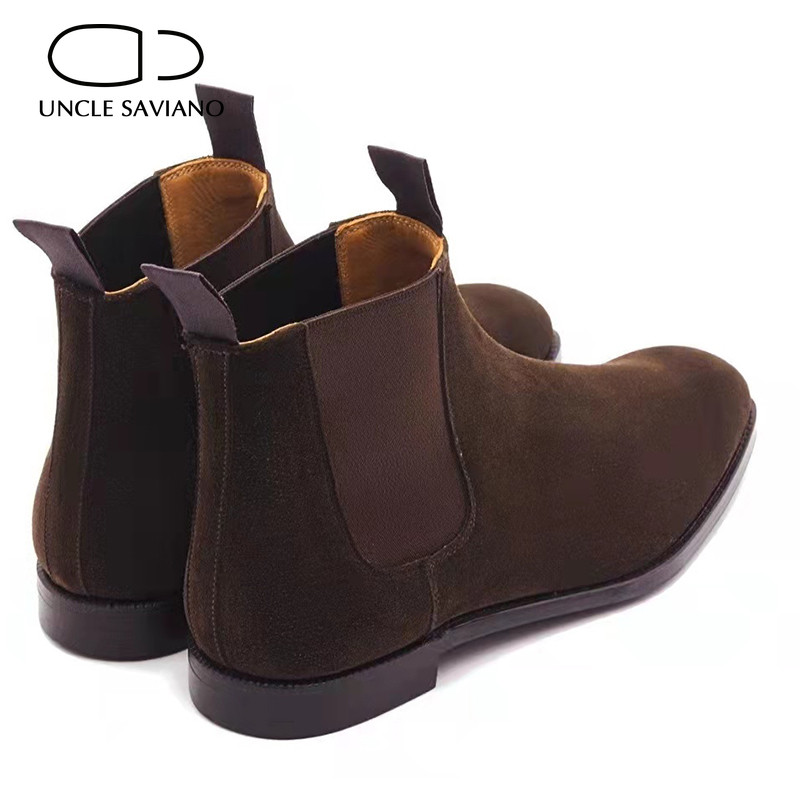 Uncle Saviano Chelsea Zimske muške čizme Cipele Radna ručno izrađena cipela od kravljeg antilopa Muška dizajnerska čizma koja ne klizi od baršuna