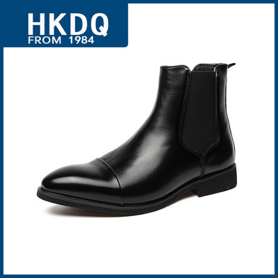 HKDQ Fashion Red Chelsea Boots Ανδρικά ψηλά ανδρικά δερμάτινα μποτάκια που αναπνέουν slip-on ανδρικά casual μποτάκια μεγάλο μέγεθος 38-46